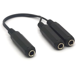 PIIHUSW 6.35 Guitar Cable Splitter, 6.35mm 1/4" Stereo Plug Female to Dual 6.35mm 1/4 Inch Mono TS Female Y Adapter Cord