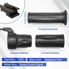 20X Half Twist Throttle, Universal E Bike Throttle Speed Control Grips, 24V-72V Electric Bicycle Throttle Handle, Accelerator Shift Grip SM Connector for E Bike Conversion Kit