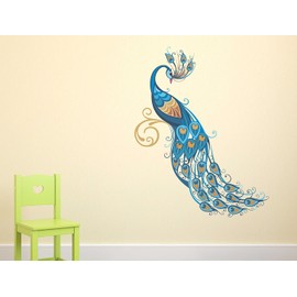Wallstick Vinyl Beautiful Peacock Wall Sticker (23 cm X 4.2 cm, Multicolor) (72-158)