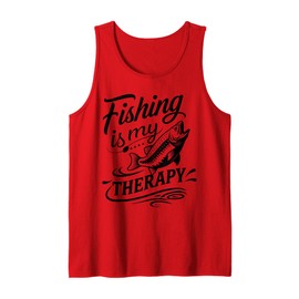Retro Mental Health Fishing Is My Therapy Relaxing Fisherman Tank Top