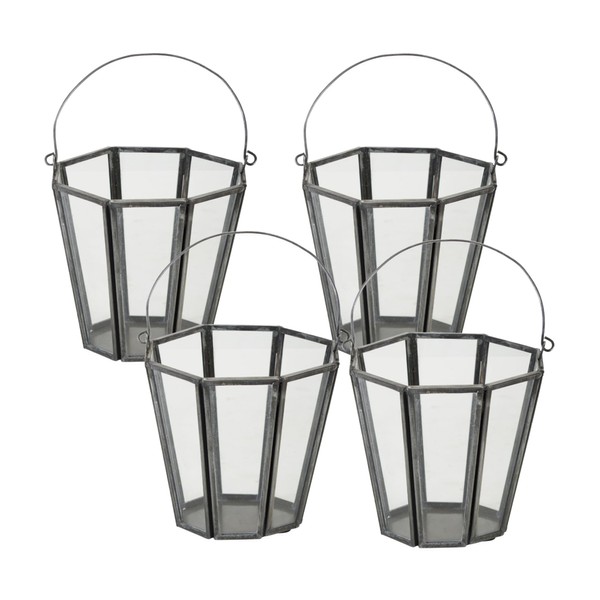 Pack of 4 Clear and Metallic Silver Bucket Shaped Candle