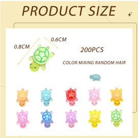 200 PCS Mini Resin Animals, Tiny Turtles 10 Colors, 0.6x0.8cm Glow in The Dark Tiny Resin Animals Figurines, DIY Crafts Cute Desk Decor for Kids, Party Favors, Home Deco