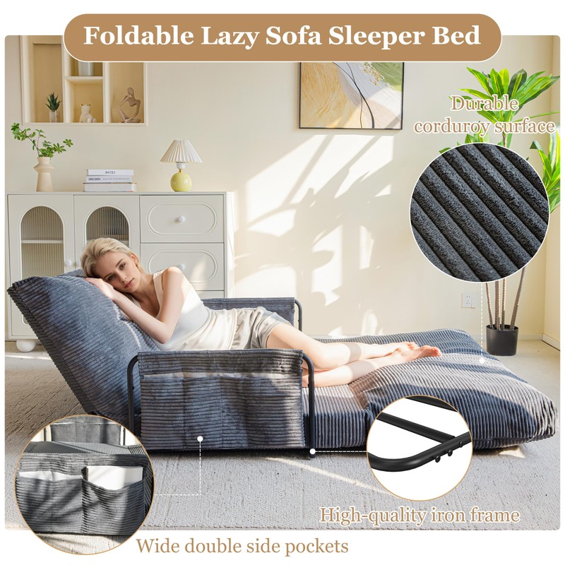 YOSHOOT Lazy Floor Sofa Convertible Bean Bag Sofa Bed Couch,