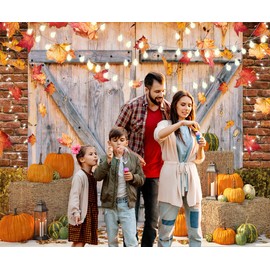 LYCGS 12X10FT Fall Thanksgiving Backdrop Autumn Pumpkin Harvest Barn Background Hay Maple Leaves Baby Shower Banner Supplies Photo Booth Prop X-53