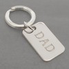 Solid 925 Sterling Silver Rectangle Engraved DAD Keyring Keychain Key