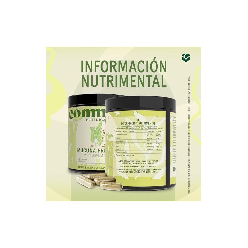 Commons Hongos Adaptógenos - Frijol Mucuna 120 cápsulas - Suplemento