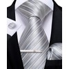 DiBanGu Necktie, Striped Necktie, Handkerchief, Cufflinks, Tie Pin Set, Wedding,