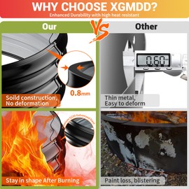 60IN Heavy Duty Fire Pit Ring for Outside - Large Wood Burning Fire Pits&Outdoor Fireplace,High Heat Resistant,12'' Raised,Galvanized Steel Bonfire Pit Portable for Camping,Backyard,Patio