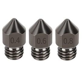 SIUTEC® Premium MK8 Hardened Steel/Hardened Steel, Nozzle/Nozzle Set 3 Nozzles: 0.4/0.6/0.8 mm, for Ender, CR6, CR10S, X5SA, A8-1.75 mm Filament