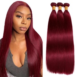 Burgundy Bundles Human Hair 99J Straight Human Hair Bundles Red Bundles Human Hair 3 Bundles 18 18 18 Inch 99J Burgundy Straight Bundles Hair Extensions