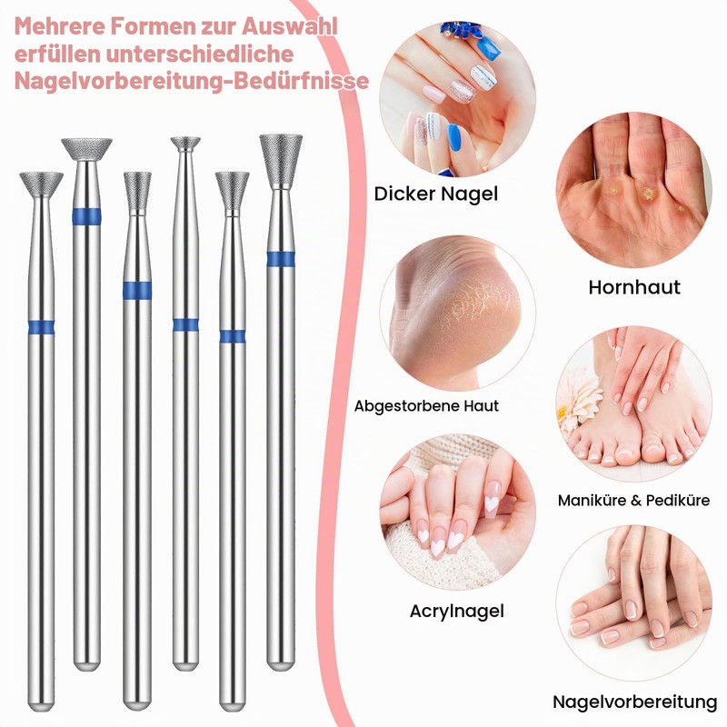 Set of 6 Tungsten Carbide Nail Cutter Attachments, Nail Cutter
