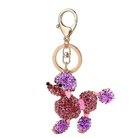 JewelBeauty Cute Animal Poodle Dog Sparkling Blingbling Diamond Crystal Rhinestone Keychain Keyring Key Chain Purse Handbag Bag Car Pendant Hanging Charm (Light Purple)