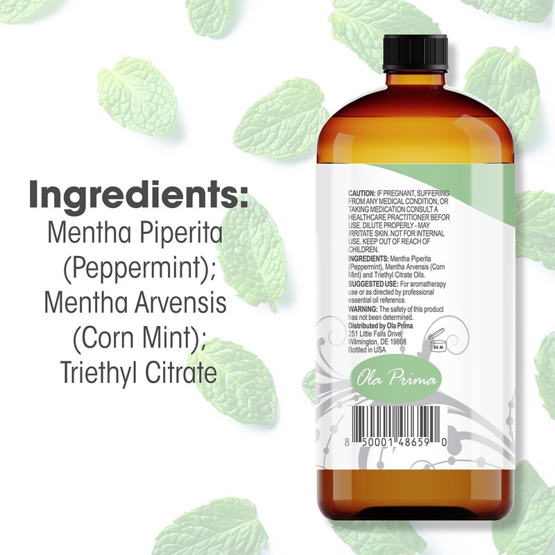 Ola Prima Peppermint Essential Oil Therapeutic Grade 16 oz for