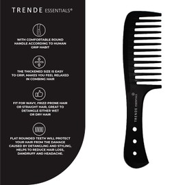 Trende Essentials Wide Tooth Comb 1 Pc - Detangler And Heat Resistant With Proper Ventilation-Especially Designed For Wet Curly Hair With Suitable Handgrip (WTC)