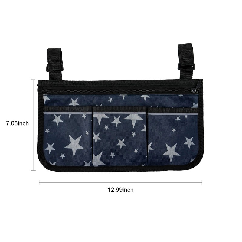 Wheelchair Bag with Pockets Reflective Strips Armrest Side Bag for