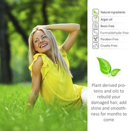 90 Minutes Brazilian Keratin Hair Treatment for Coloured & Bleached Hair Formaldehyde-Free Rich Complex of Proteins Argan Oil Instant Results Super Shiny Soft Straight Hair for Months