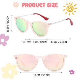 Beipegin Children's Sunglasses for Girls UV400 Protection Polarised Metal Frame Sunglasses Sun Rays Toddler Age 3-12 Years, pink, Unit size