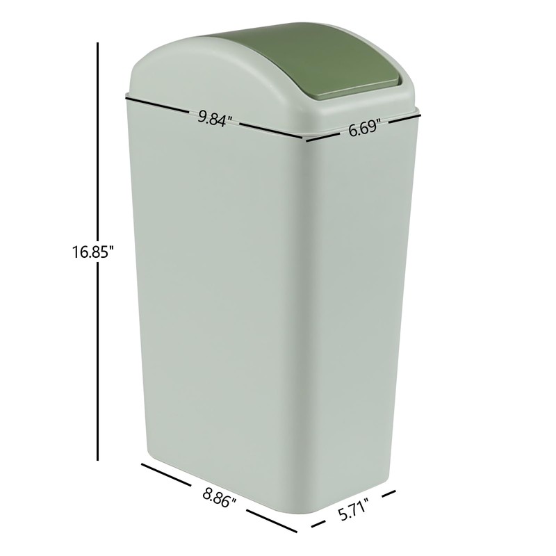 Dehouse 3 Gallon Plastic Trash Can with Swing Lid, Swing