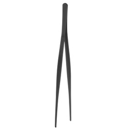 sourcing map Stainless Steel Tweezers 11.8 Inch Long Straight Serrated Tip Tweezers Multi-Purpose Kitchen Tongs for Cooking Gardening Repairing Craft, Black