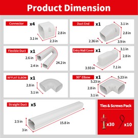Rogvoc Mini Split Line Set Cover Kit,15 Pcs PVC Pipe Guard Removable Panels Copper Protection, for Minisplit and Heat Pump,6.5 Ft Decorative PVC Slim Line Cover