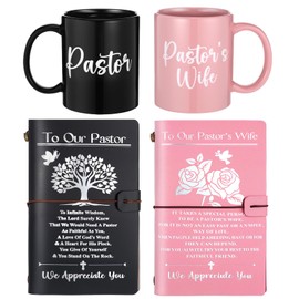 TaoBary 4pcs Pastor and Pastor Wife Appreciation Gifts Christian Gifts for Men Including Leather Notebooks Ceramic Mugs for Churchman Birthday Christmas Appreciation Day Religious Supplies