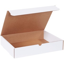 BOX USA 15 1/8" L x 11 1/8" W x 3" H Corrugated Cardboard Literature Shipping Mailer, White, Tab Lock, Easy to Fold Mailer for Packaging and Shipping (Pack of 50)