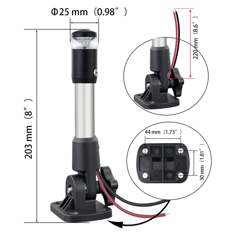 CLGMarine LED Boat Navigation Light-360 Degree All-Round Marine Anchor Light,Adjustable