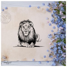 zAcheR-fineT Lion Natural Rubber Stamp Lion Head Animal Stamp Africa Lion Stamp Cards Craft Art Decoration Gift Scrapbook - zAcheR-fineT (Small Approx. 48 x 43 mm)