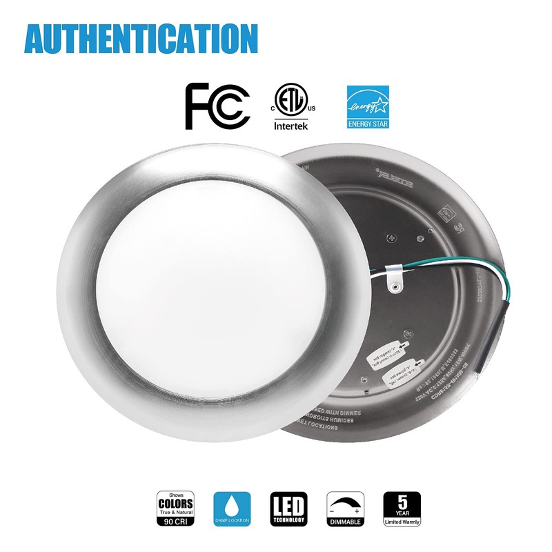 ECOELER 4 Pack 6 Inch Dimmable LED Disk Light Brushed