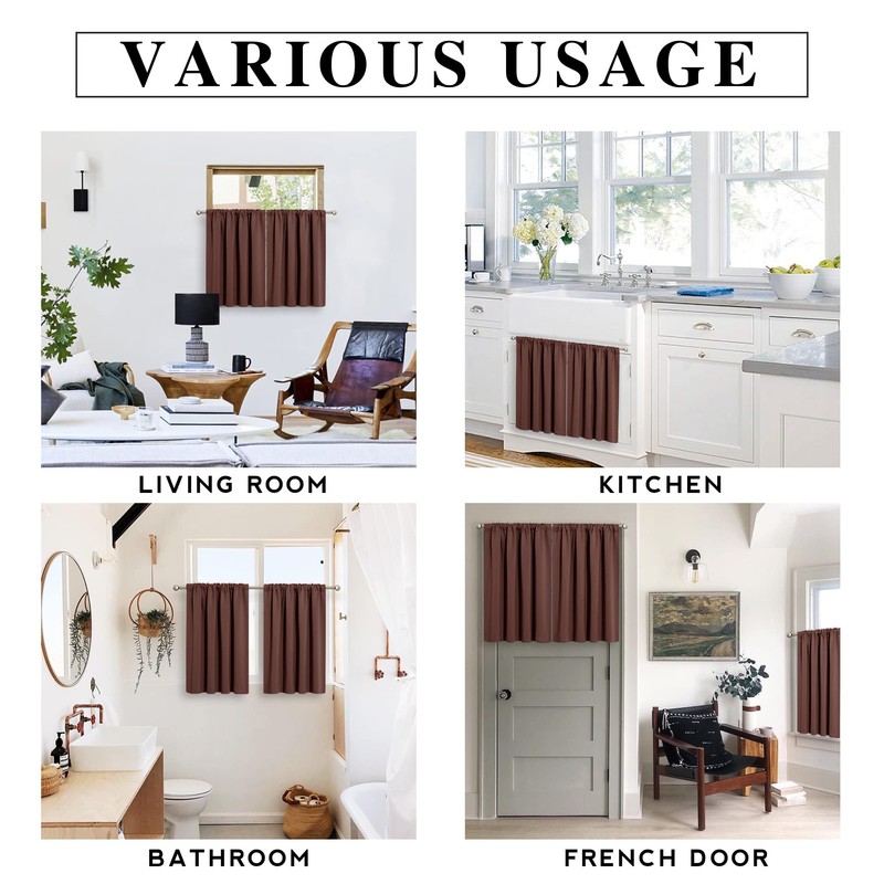 RYB HOME Cafe Blackout Curtains 24 inch Length, RV Curtains