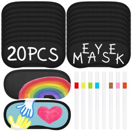 20 PCS Black Eye Mask Sleepover Party Supplies Slumber Party Favors for Girls Pajama Party Decorations Sleep Soft Shade Blindfold Eye Covering Color The Bulk Game Stuff with 8 PCS Fabric Marker Pens