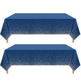 LEKAYIHU 2PCS Plastic Tablecloths Tblecloth Diwali Table Cloth Disposable Table Cloth for Bridal Shower Engagement Wedding Birthday Thanksgiving Christmas BBQ Party (Blue)