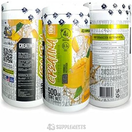 Creatina Monohidratada 43 SUPPLEMENTS 500 Gramos para 100 Porciones Sabor Mango