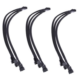 ThtRht 3 Pack Fan Splitter 4 Pin Cable 3 Way Adapter PWM 1 to 3 Extender Hub Extension Braided CPU Connector Converter Cord Lines Computer Sleeved Wire Cooling Matherboard Desktop Accessory