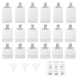 jojofuny Set de 22 Bolsas Rellenables para Loción con Tapa Abatible Incluye 6 Bolsas de 50Ml de 100Ml Cuadradas de 30Ml Embudos y Etiquetas Ideales para Maquillaje Líquido y Viaje