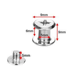Chicago Screws 45 Sets 304 Stainless Steel Screw Post Binding Screw Leather Screw for DIY Leather Decoration Bookbinding Bag (5x6mm, Silver)