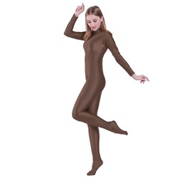 Kepblom Unisex Turtleneck Costume Unitard Spandex Long Sleeve Footed Bodysuit Zentai Suit