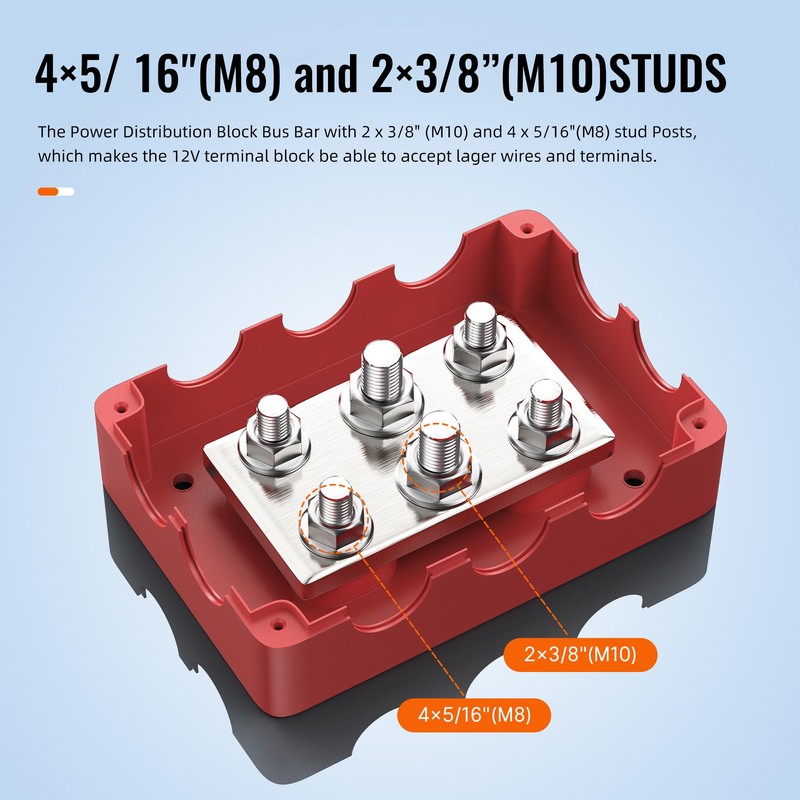 Joinfworld Heavy Duty 500A Bus Bar Waterproof Power Distribution Block