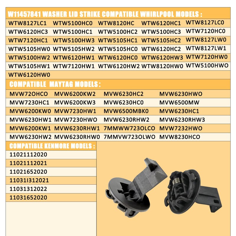 （2PK) For Whirlpool Maytag Kenmore W11457841 W11091027 Washer Lid Strike