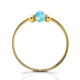 Thin 14k Gold Filled Tiny Nose Ring Hoop - 2 mm Light Blue Opal piercing Nose Hoop - 24 gauge very Thin Nose Hoop Tiny Piercings Nose Rings hoop - Opal nose rings
