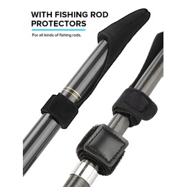 Realure Shoulder Strap for Fishing Rods with Rod Protector, Adjustable Length 77-137 cm Nylon Elastic Rod Straps, Walk, Bikes, Motorcycles for Fishing Rod Transport, Black