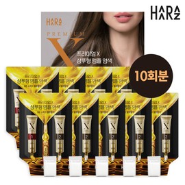 Haraz Premium / 하라즈 프리미엄X 샴푸형 앰플염색 10회분(1회분 29ml) 흑색 염색시간 5분으로 쉽고 빠르게