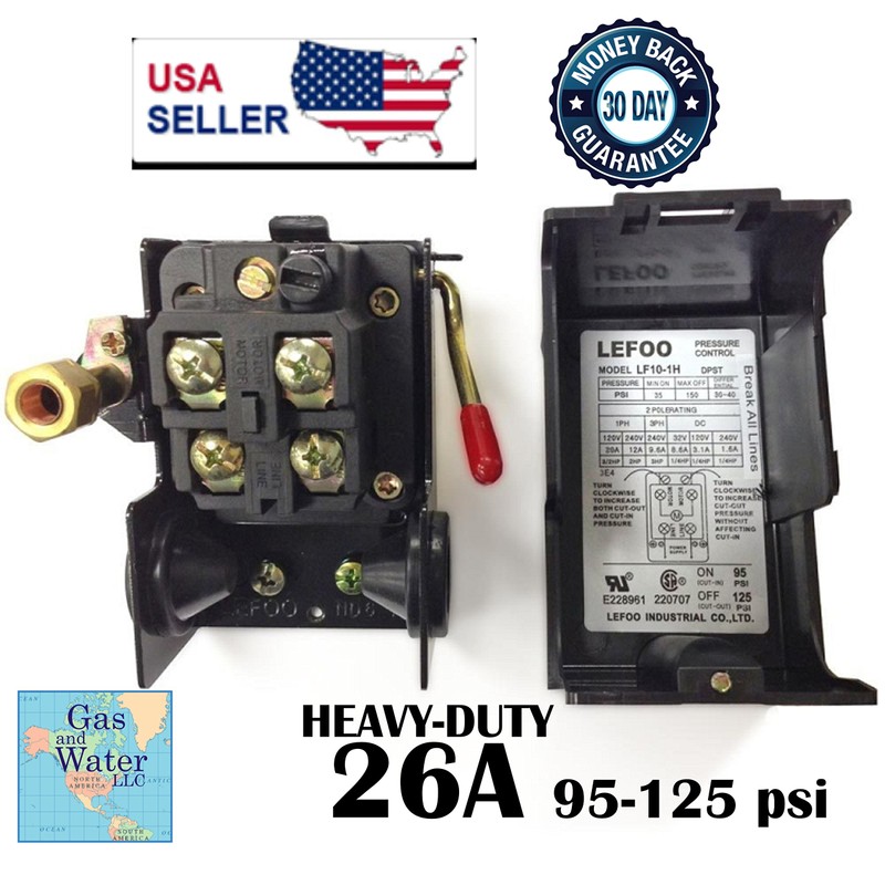 Lefoo Pressure Switch Control 95-125psi 1 Port Heavy Duty 26