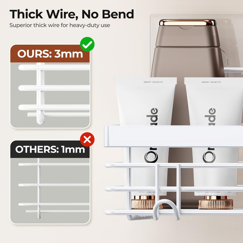 Orimade Adhesive Shower Caddy Soap Dish Holder Shelf with 5