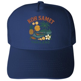 R and R Imports KOH Samet Thailand Keepsakes Navy Unisex Mesh Back Trucker Hat with Adjustable Snapback