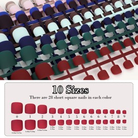 Mwoot 336Pcs Fake Toenail Tips Set, 12 Sets Solid Colors Nail Art Toe Decoration Full Cover French False Toe Nail Tips for DIY Salon Foot Manicure Sticker Tools