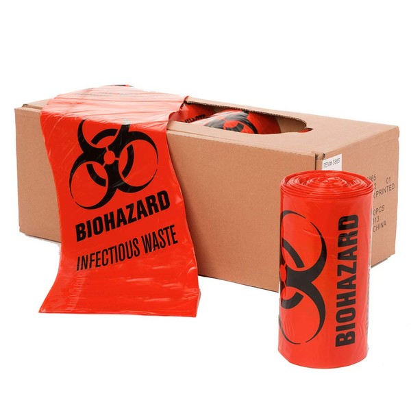 APQ Pack of 25 Red Biohazard Waste Bag Liners 40