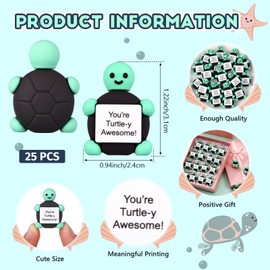 Gejoy 25 Pcs Mini Rubber Turtle Toys Positive Gifts Mini Turtles Decorations and Encouragement Birthday Motivational Gifts for Colleague Staff Student Teacher