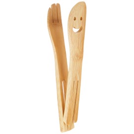 Alphax 907640 Bamboo Tongs, 8.3 x 1.6 inches (21 x 4 cm), Carbonized Bamboo Smile Server Tongs