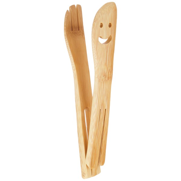 Alphax 907640 Bamboo Tongs, 8.3 x 1.6 inches (21 x 4 cm), Carbonized Bamboo Smile Server Tongs
